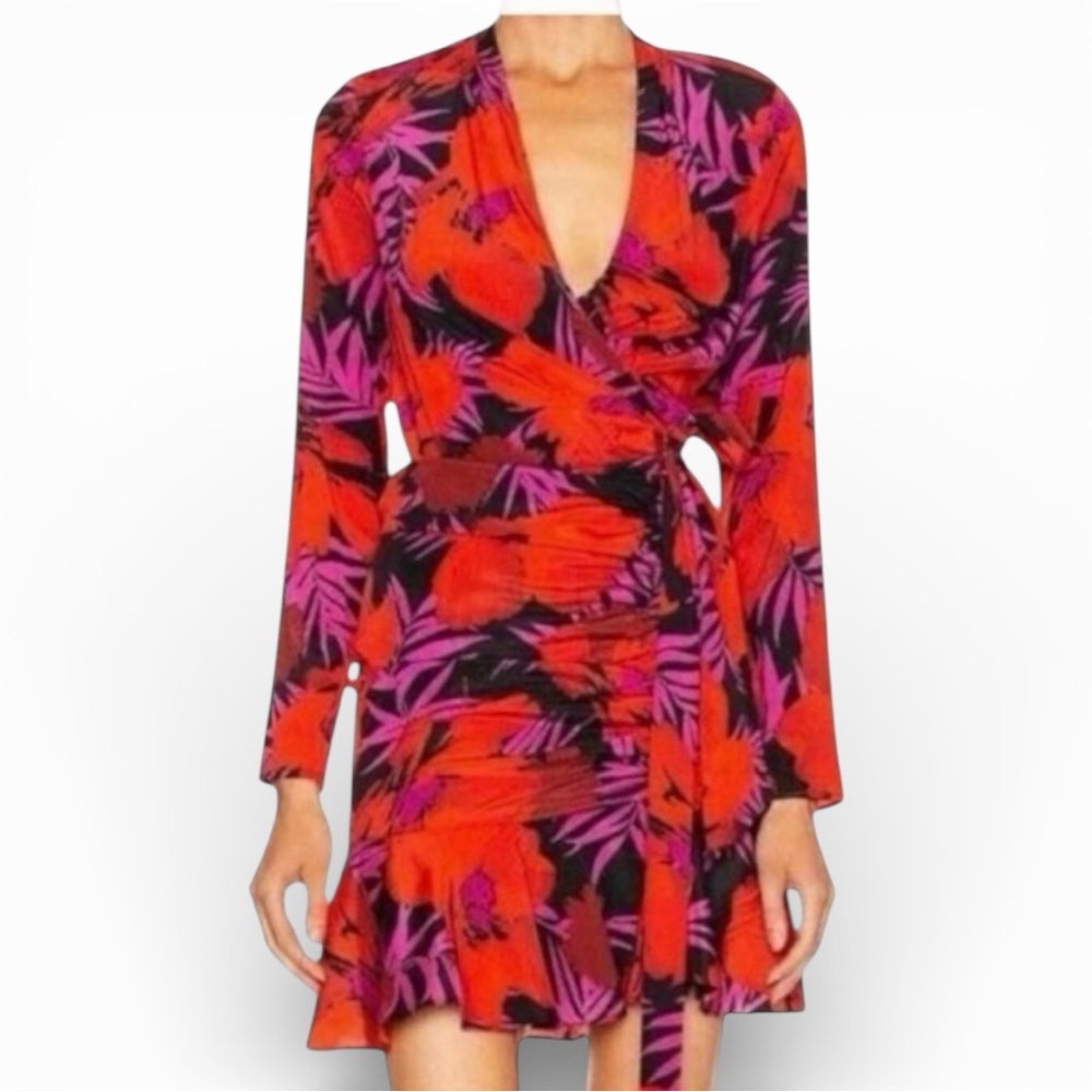 Veronica Beard Silk Wrap Mini Dress Poppy Floral Size 8 Like New Easter Spring